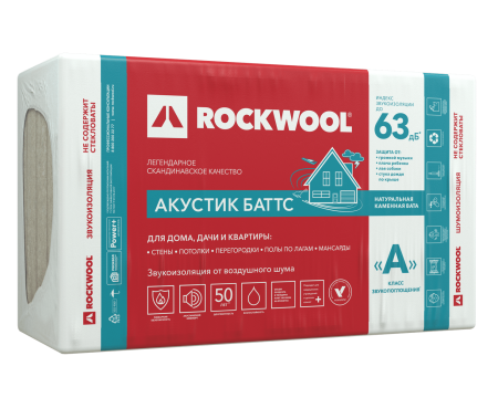 Звукоизоляция Rockwool Акустик Баттс 1000х600х100 мм 3м2 0.3м3 5шт