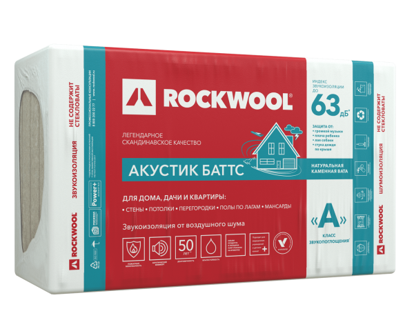 Rockwool Акустик Баттс 1000х600х100 мм 3м2 0.3м3 5шт