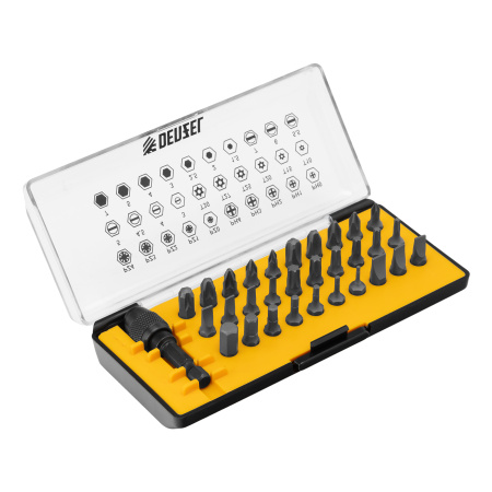Набор инструментов, 1/2", 1/4", CrV, S2, пластиковый кейс, 100 предметов Denzel цена