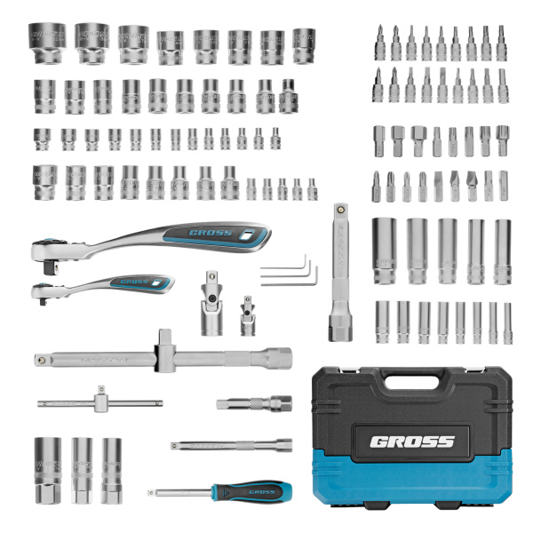 Набор инструментов, 1/4", 1/2", CrV, 120 зубьев, 109 предметов Gross цена